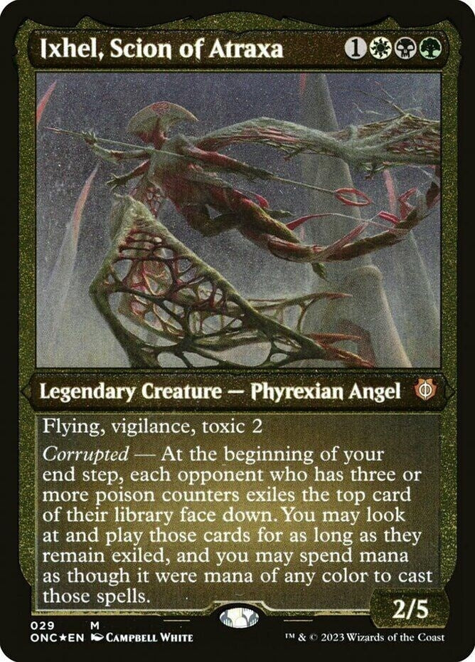 Ixhel, Scion of Atraxa (Display Commander) (Foil Etched) - Thick Stock (29) [Commander: Phyrexia: All Will Be One]