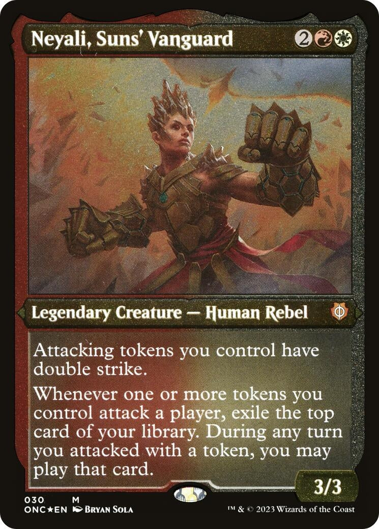 Image for Neyali, Suns' Vanguard (Display Commander) (Foil Etched) - Thick Stock (30) [Phyrexia: All Will Be One] - Magic: The Gathering