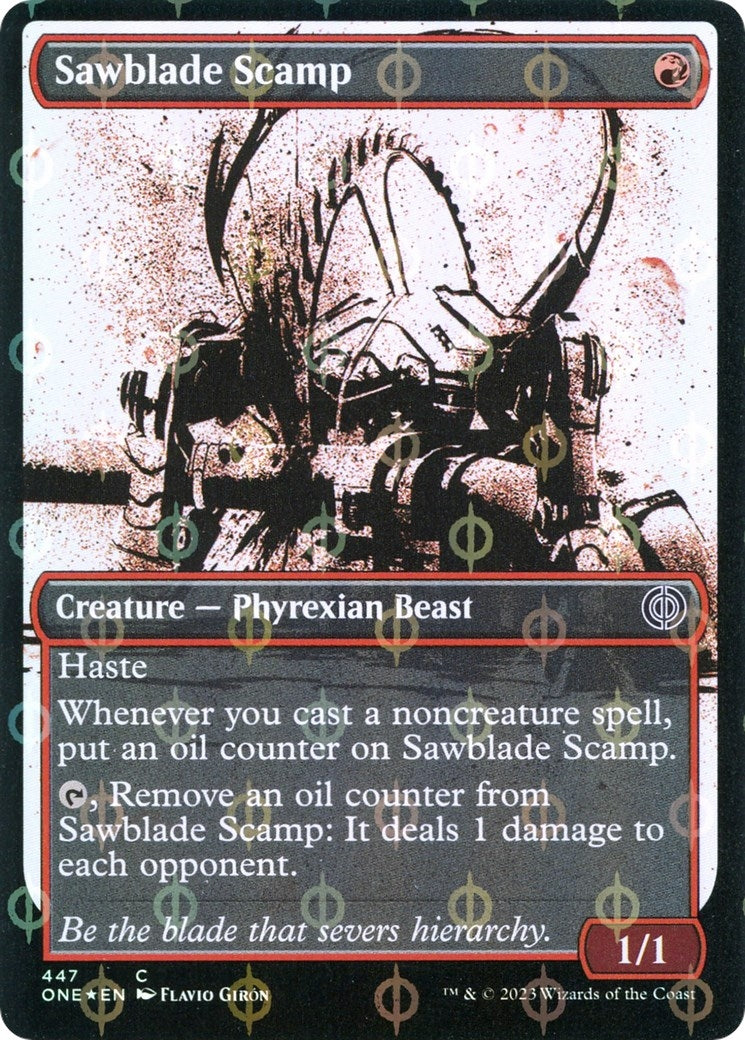 Sawblade Scamp (Showcase) (Step-and-Compleat Foil) (447) [Phyrexia: All Will Be One]