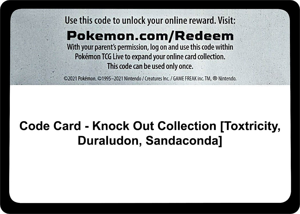 Image for Code Card - Knock Out Collection [Toxtricity, Duraludon, Sandaconda] [Miscellaneous Cards & Products] - Pokemon