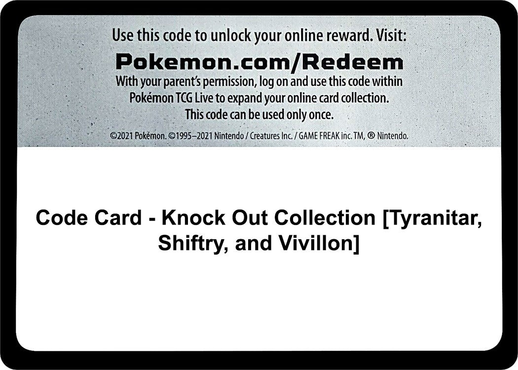 Image for Code Card - Knock Out Collection [Tyranitar, Shiftry, and Vivillon] [Miscellaneous Cards & Products] - Pokemon
