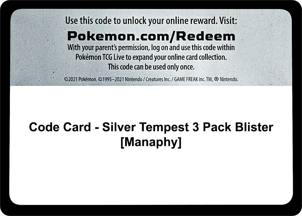 Image for Code Card - Silver Tempest 3 Pack Blister [Manaphy] [SWSH12: Silver Tempest] - Pokemon