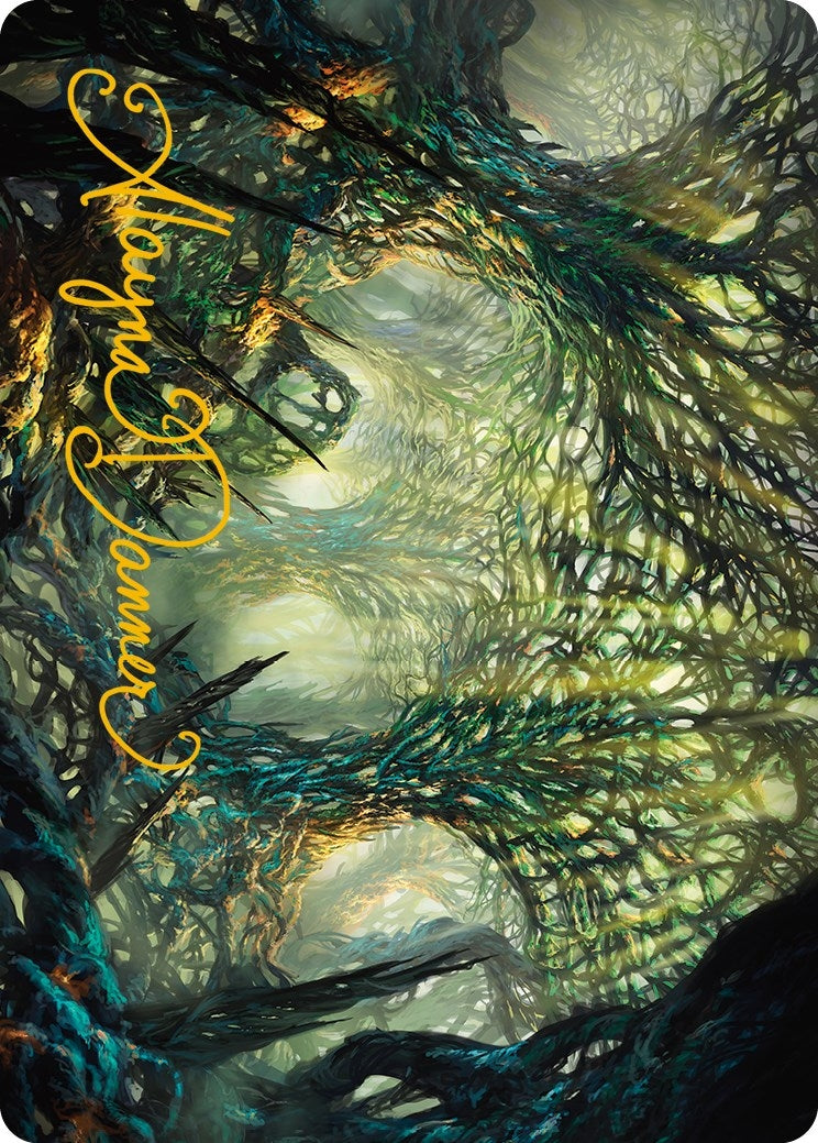 Image for The Hunter Maze Art Card (Gold-Stamped Signature) (60) [Phyrexia: All Will Be One] - Magic: The Gathering