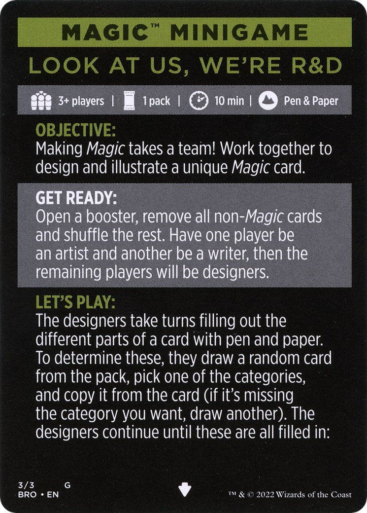 Image for Magic Minigame: Look at Us, We're R&D (3) [The Brothers' War] - Magic: The Gathering