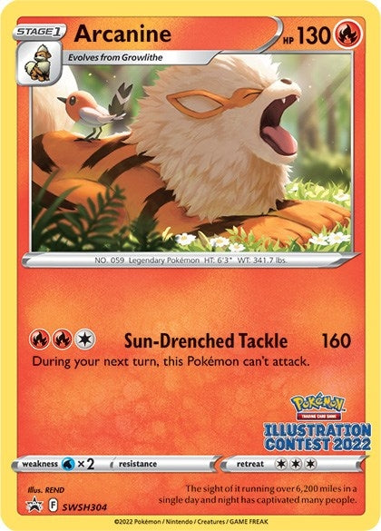 Image for Arcanine (Illustration Contest 2022) (SWSH304) [SWSH: Sword & Shield Promo Cards] - Pokemon