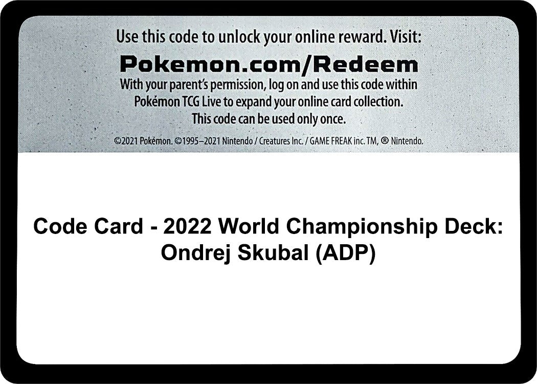 Image for Code Card - 2022 World Championship Deck: Ondrej Skubal (ADP) [World Championship Decks] - Pokemon