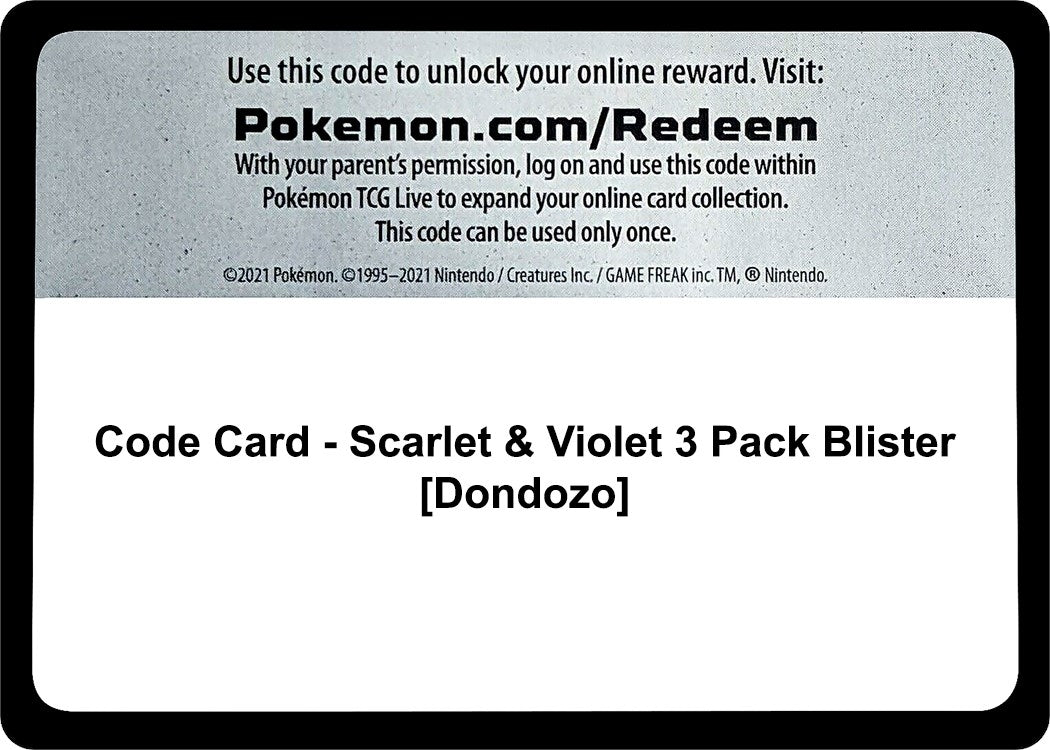 Image for Code Card - Scarlet & Violet 3 Pack Blister [Dondozo] [SV01: Scarlet & Violet Base Set] - Pokemon