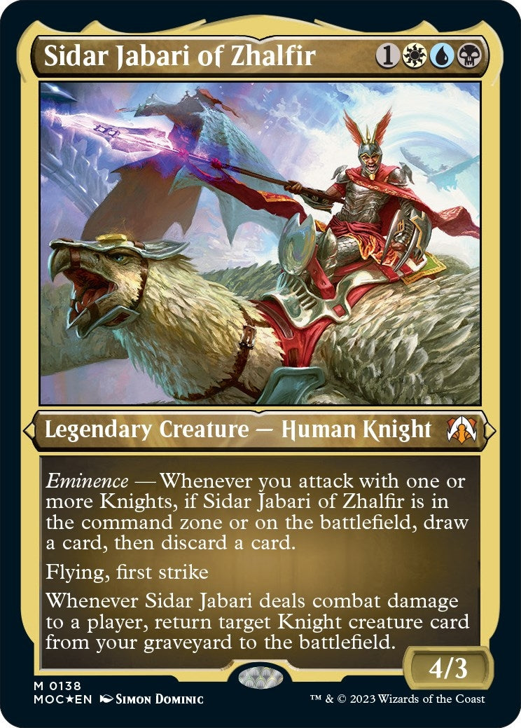 Image for Sidar Jabari of Zhalfir (Display Commander) - Thick Stock (138) [March of the Machine] - Magic: The Gathering