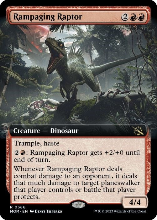 Image for Rampaging Raptor (Extended Art) (366) [March of the Machine] - Magic: The Gathering