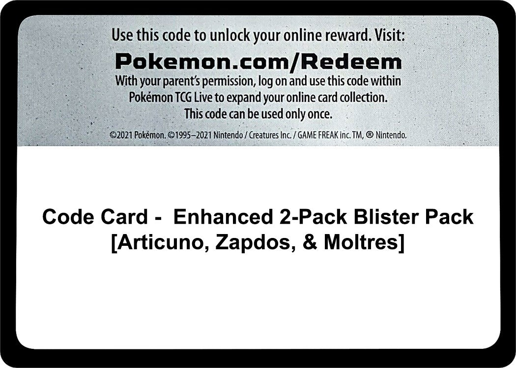 Image for Code Card - Enhanced 2-Pack Blister Pack [Articuno, Zapdos, & Moltres] [World Championship Decks] - Pokemon