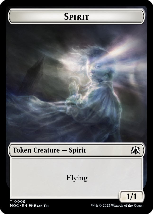 Spirit (0009) // Treasure Double-sided Token (9 // 20) [Commander: March of the Machine Tokens]