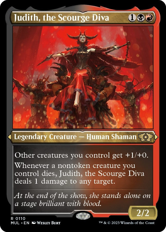 Image for Judith, the Scourge Diva (Foil Etched) (110) [March of the Machine: Multiverse Legends] - Magic: The Gathering