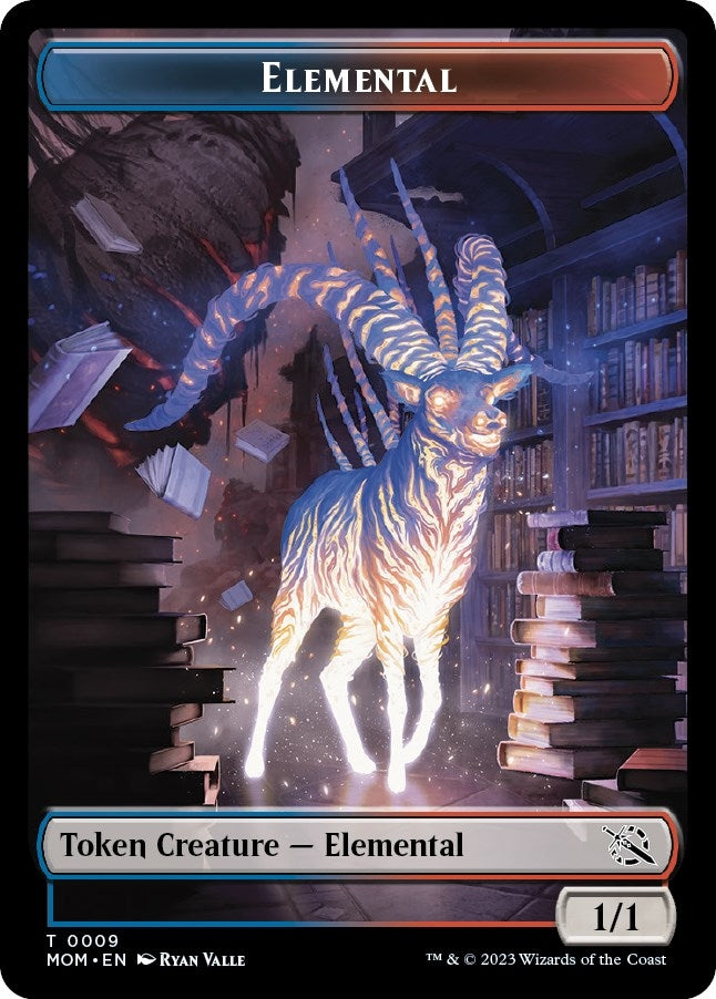 Image for Elemental (0009) // Emblem - Wrenn and Realmbreaker Double-Sided Token (9 // 23) [March of the Machine] - Magic: The Gathering