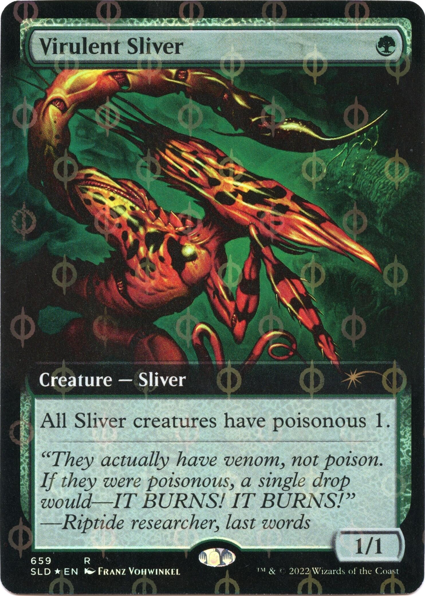 Virulent Sliver (Extended Art) (Step-and-Compleat Foil) (659) [Secret Lair Drop Series]