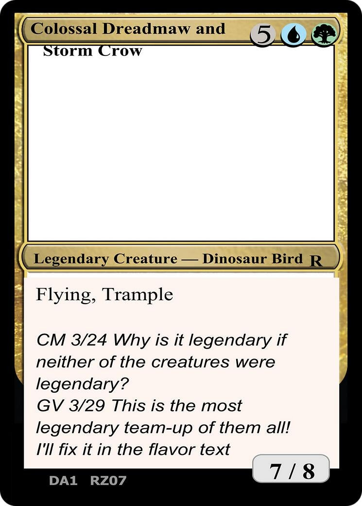 Image for Colossal Dreadmaw and Storm Crow [Un-Known Event Playtest Cards] - Magic: The Gathering