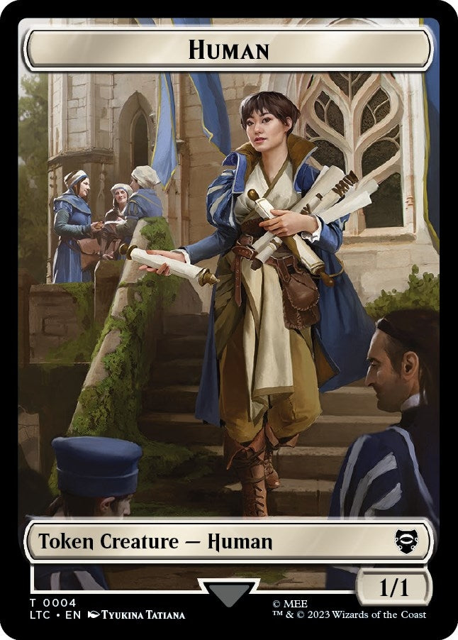 Image for Human // Human Soldier (0001) Double-Sided Token (4 // 1) [The Lord of the Rings: Tales of Middle-earth] - Magic: The Gathering