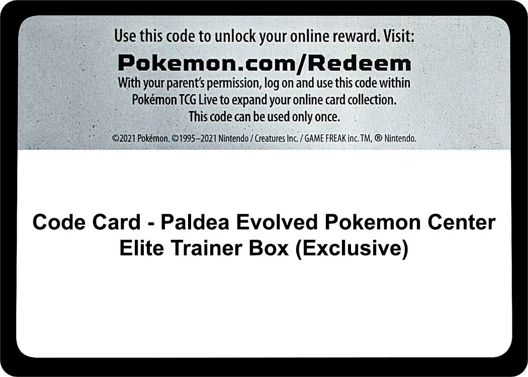 Image for Code Card - Paldea Evolved Pokemon Center Elite Trainer Box (Exclusive) [SV02: Paldea Evolved] - Pokemon
