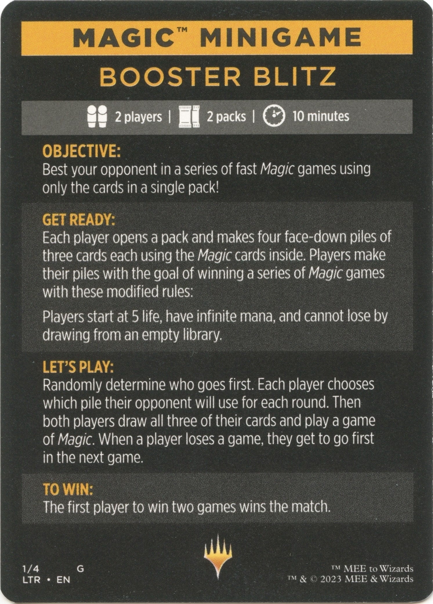 Image for Magic Minigame: Booster Blitz (1) [Universes Beyond: The Lord of the Rings: Tales of Middle-earth] - Magic: The Gathering