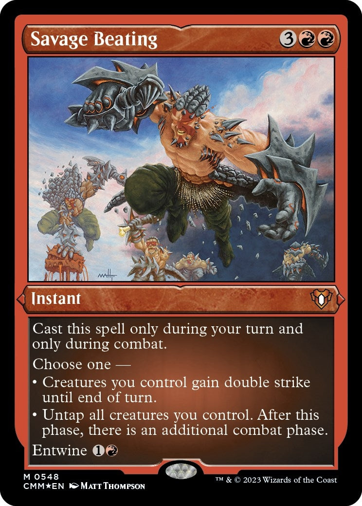 Image for Savage Beating (Foil Etched) (548) [Commander Masters] - Magic: The Gathering