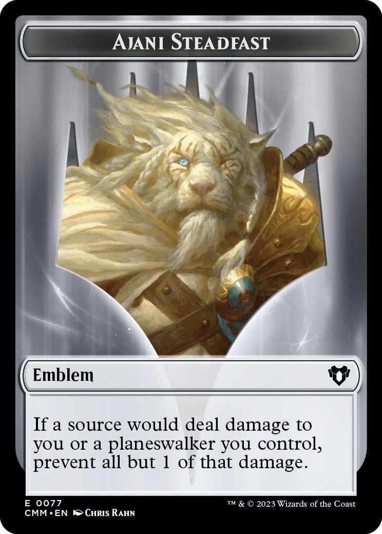 Image for Emblem - Ajani Steadfast // Wizard Double-Sided Token (77 // 71) [Commander Masters] - Magic: The Gathering