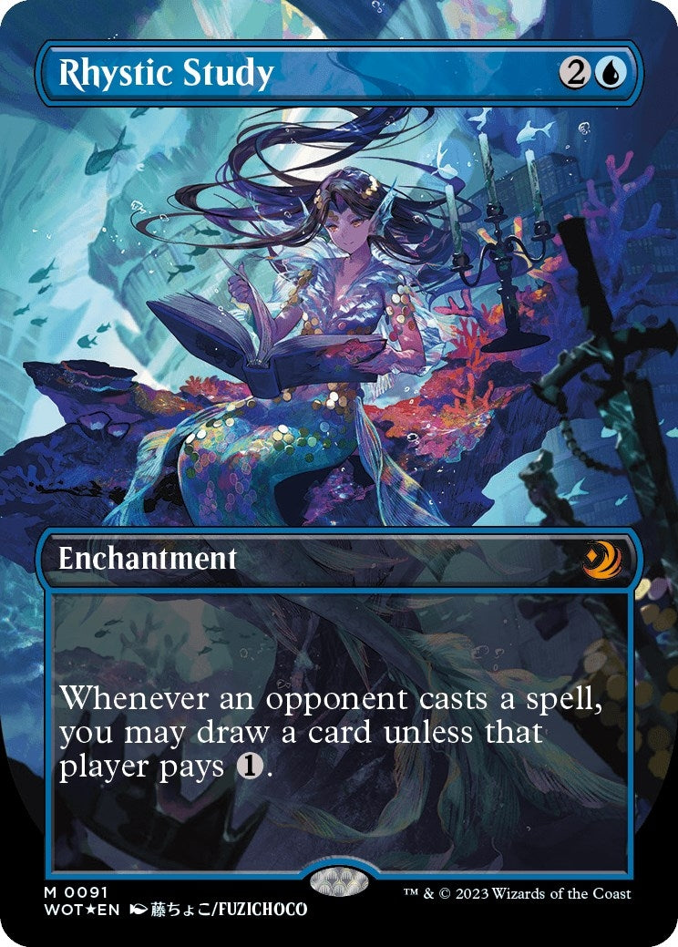 Image for Rhystic Study (Anime Borderless) (Confetti Foil) (91) [Wilds of Eldraine: Enchanting Tales] - Magic: The Gathering