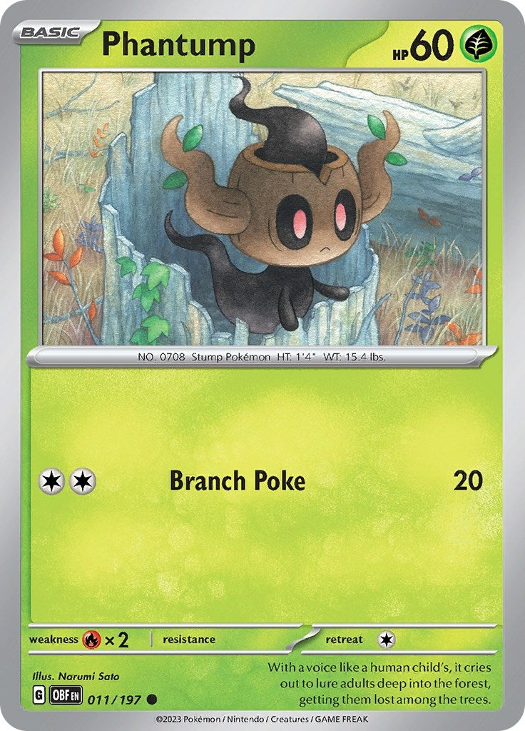 Image for Phantump (011/197) [SV03: Obsidian Flames] - Pokemon