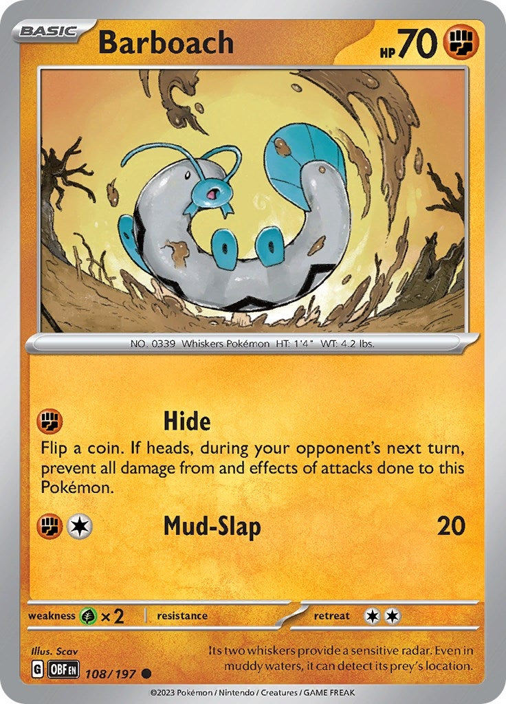 Image for Barboach (108/197) [SV03: Obsidian Flames] - Pokemon