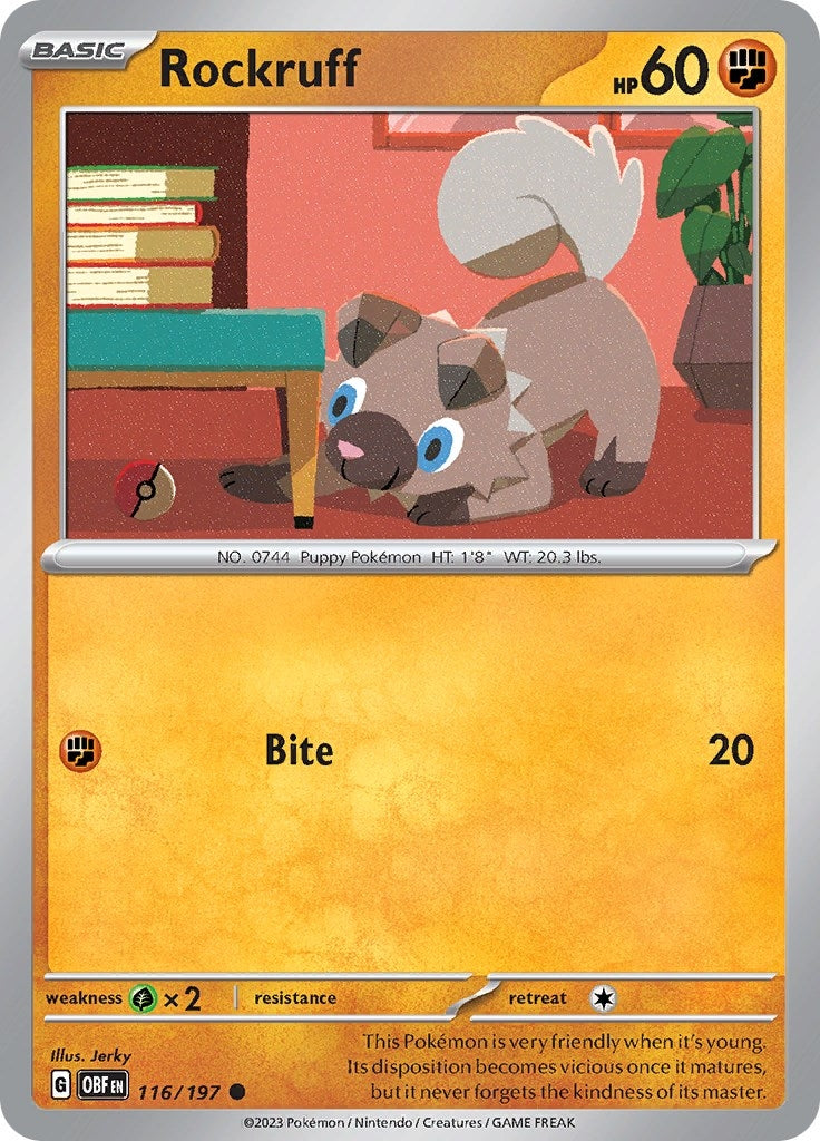Image for Rockruff (116/197) [SV03: Obsidian Flames] - Pokemon