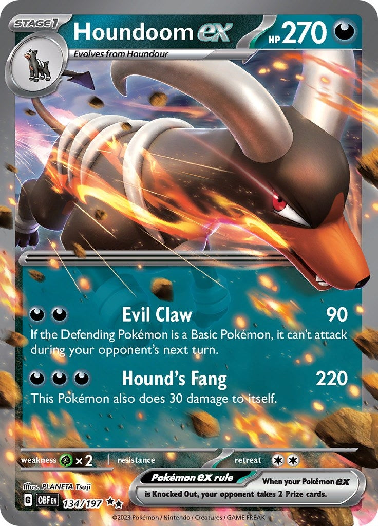 Image for Houndoom ex (134/197) [SV03: Obsidian Flames] - Pokemon