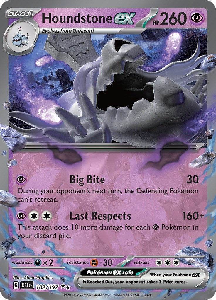 Image for Houndstone ex (102/197) [SV03: Obsidian Flames] - Pokemon