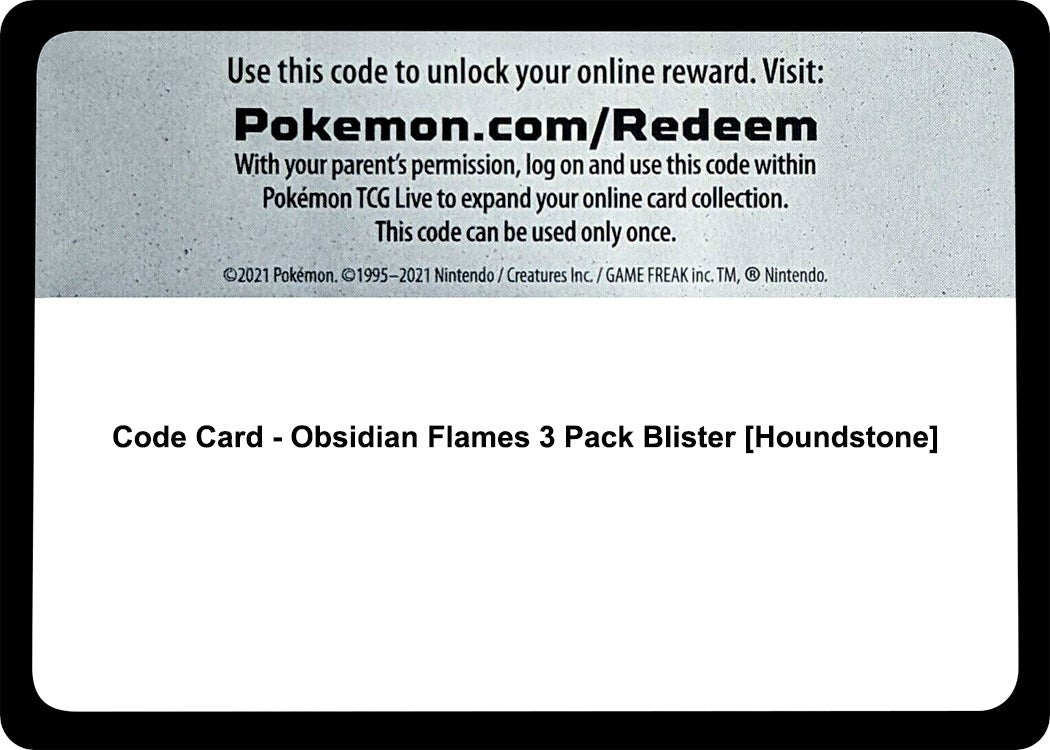 Image for Code Card - Obsidian Flames 3 Pack Blister [Houndstone] [SV03: Obsidian Flames] - Pokemon