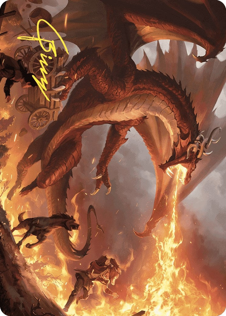 Image for Realm-Scorcher Hellkite Art Card (Gold-Stamped Signature) (19) [Wilds of Eldraine] - Magic: The Gathering