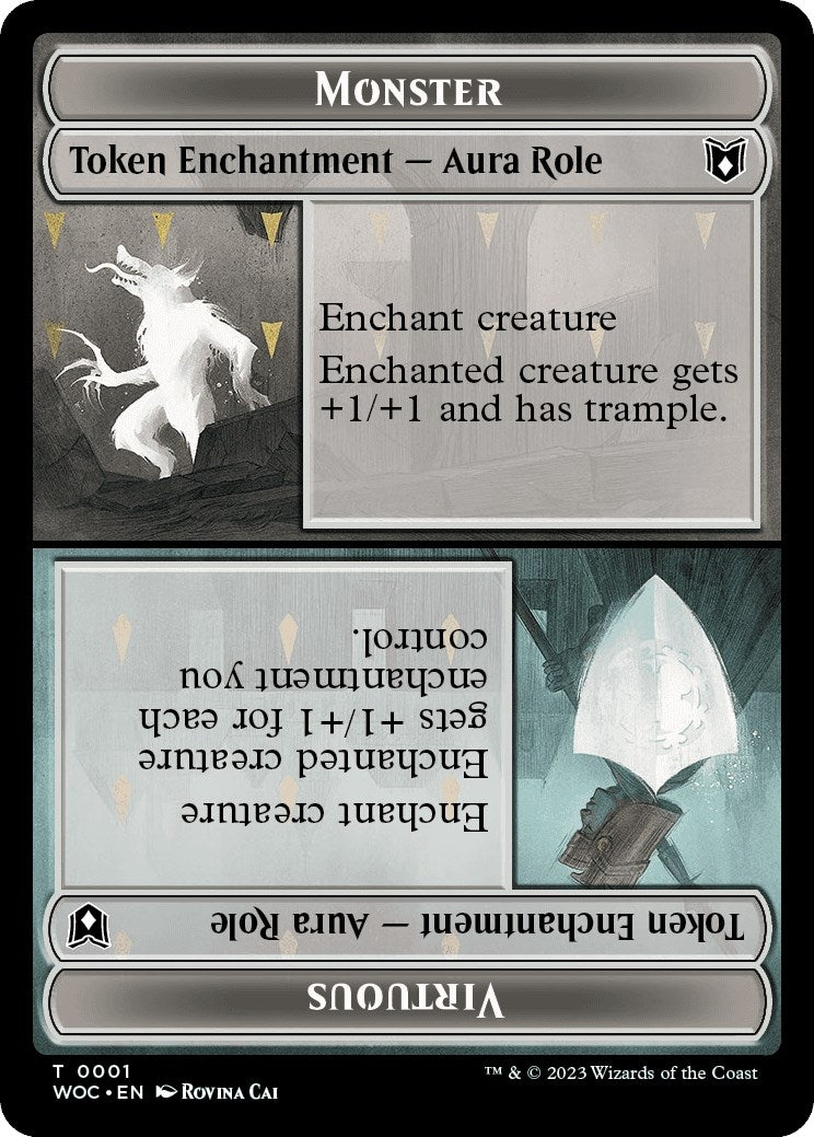 Image for Monster Role / Virtuous Role // Royal Role / Virtuous Role Double-Sided Token (1 // 2) [Wilds of Eldraine] - Magic: The Gathering