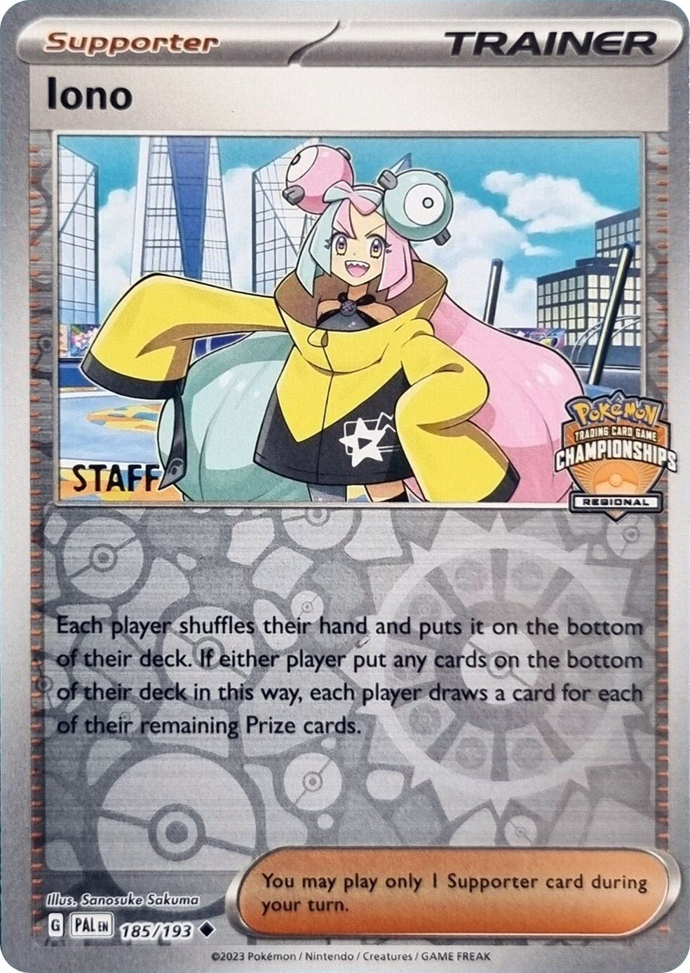 Image for Iono - 185/193 (Regional Championships) [Staff] (185/193) [League & Championship Cards] - Pokemon