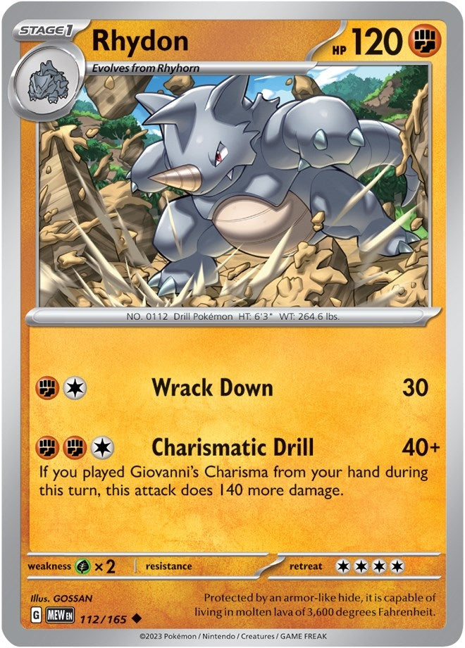 Image for Rhydon (112/165) [SV: Scarlet & Violet 151] - Pokemon