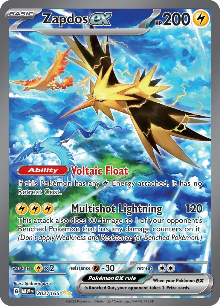 Image for Zapdos ex (202/165) [SV: Scarlet & Violet 151] - Pokemon