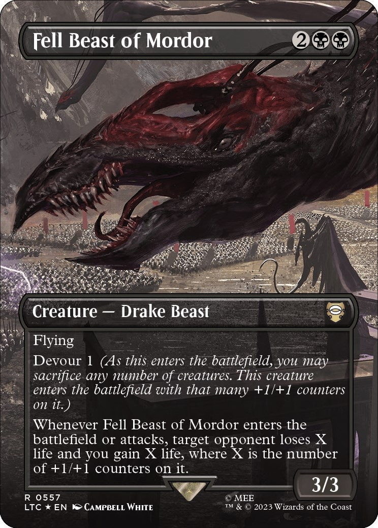 Image for Fell Beast of Mordor (Borderless) (Surge Foil) (557) [The Lord of the Rings: Tales of Middle-earth] - Magic: The Gathering