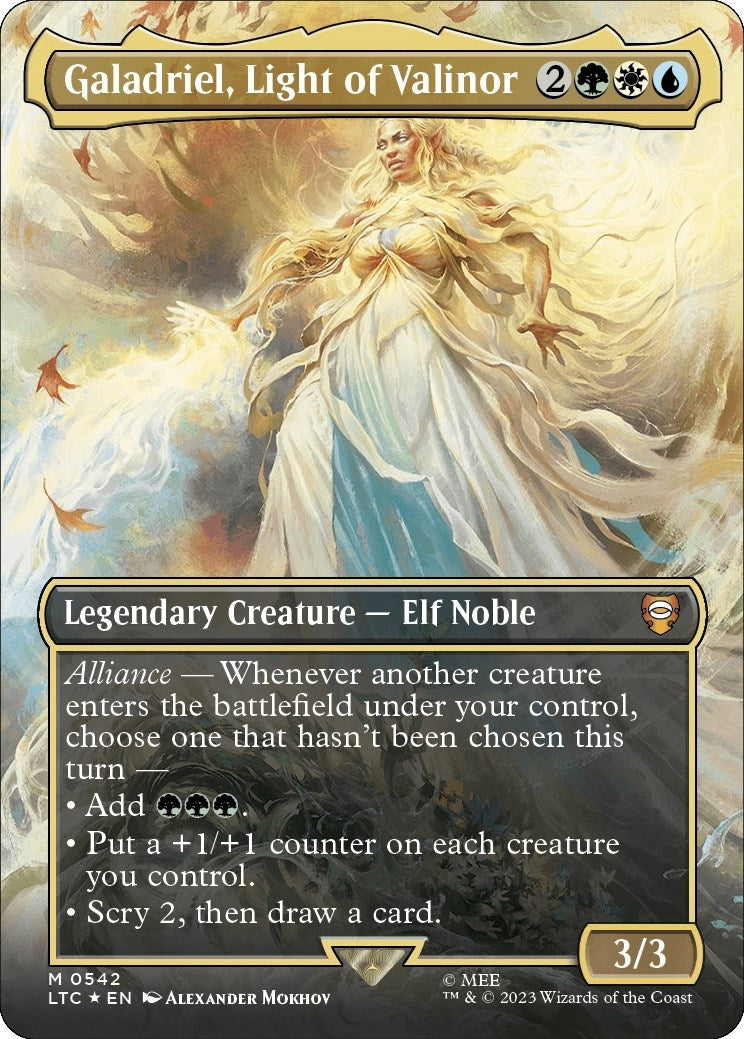 Image for Galadriel, Light of Valinor (Borderless) (Surge Foil) (542) [The Lord of the Rings: Tales of Middle-earth] - Magic: The Gathering