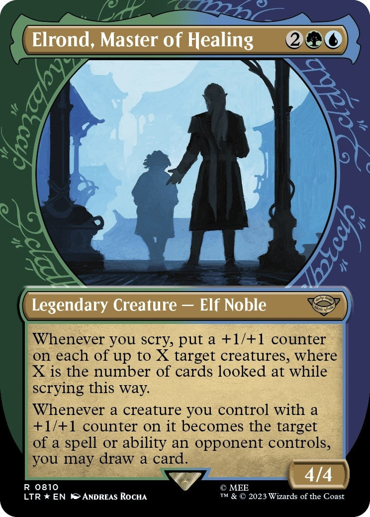 Elrond, Master of Healing (Showcase) (Surge Foil) (810) [Universes Beyond: The Lord of the Rings: Tales of Middle-earth]