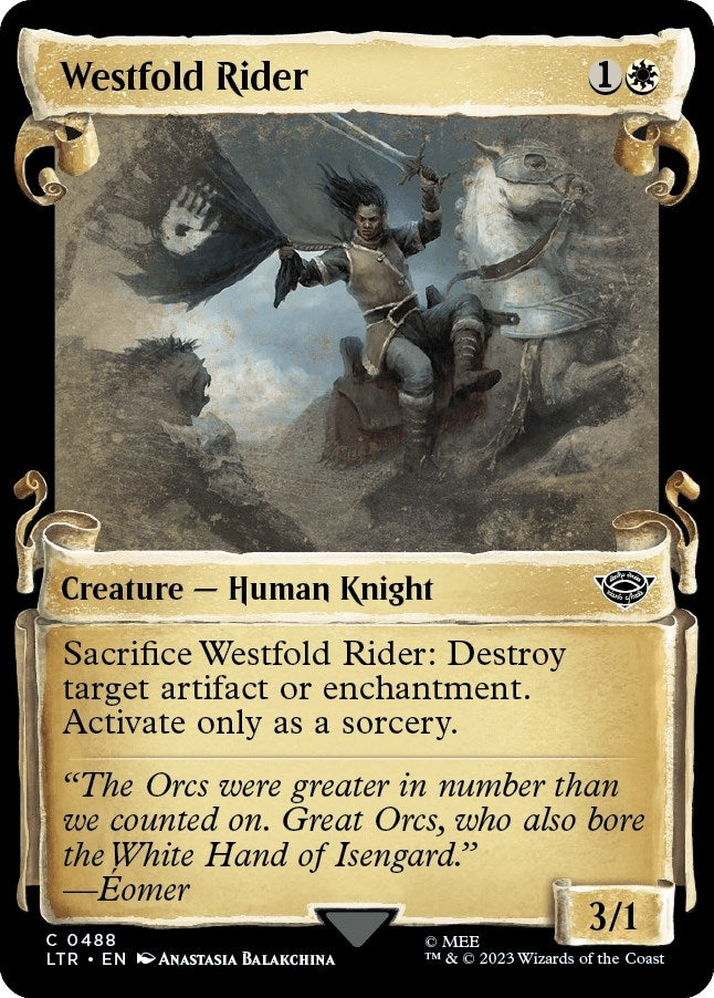 Image for Westfold Rider (Showcase Scrolls) (488) [Universes Beyond: The Lord of the Rings: Tales of Middle-earth] - Magic: The Gathering