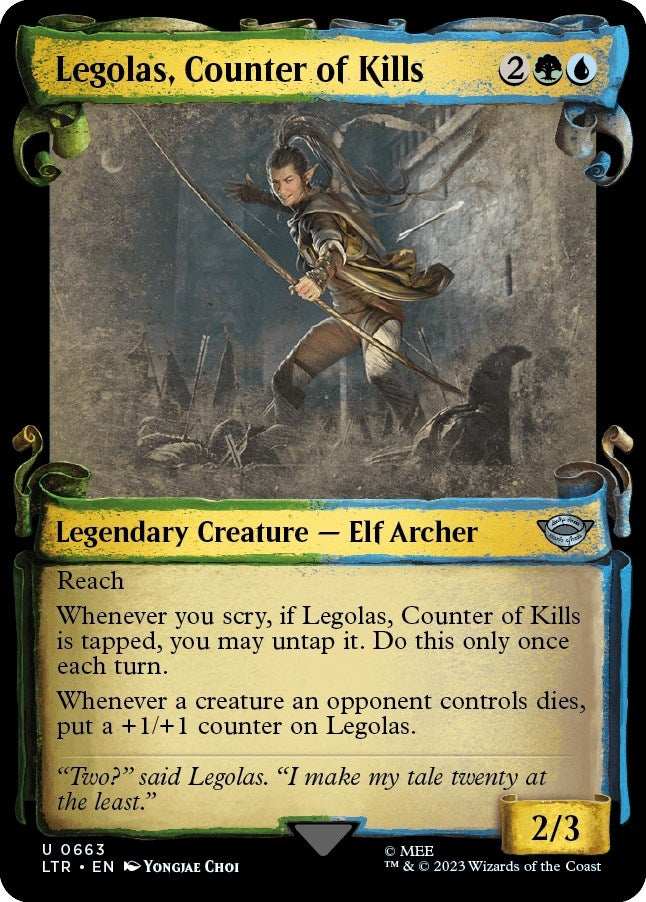Image for Legolas, Counter of Kills (Showcase Scrolls) (663) [Universes Beyond: The Lord of the Rings: Tales of Middle-earth] - Magic: The Gathering