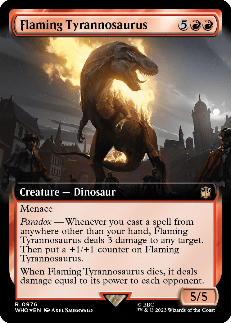 Image for Flaming Tyrannosaurus (Extended Art) (Surge Foil) (976) [Universes Beyond: Doctor Who] - Magic: The Gathering