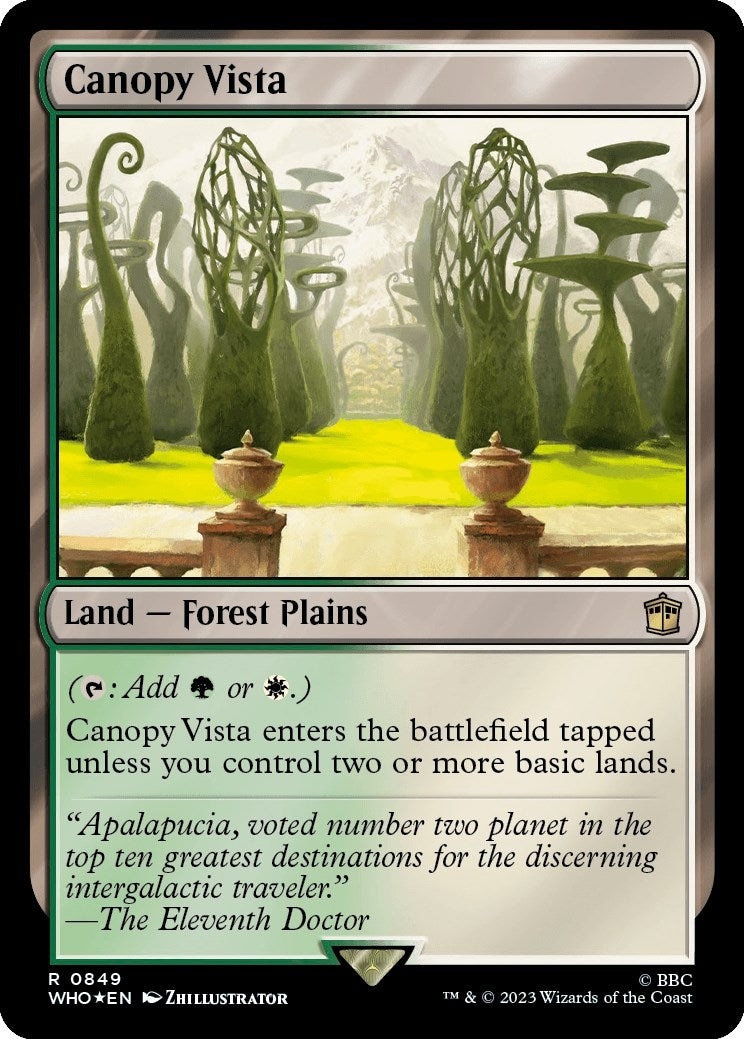 Image for Canopy Vista (Surge Foil) (849) [Universes Beyond: Doctor Who] - Magic: The Gathering