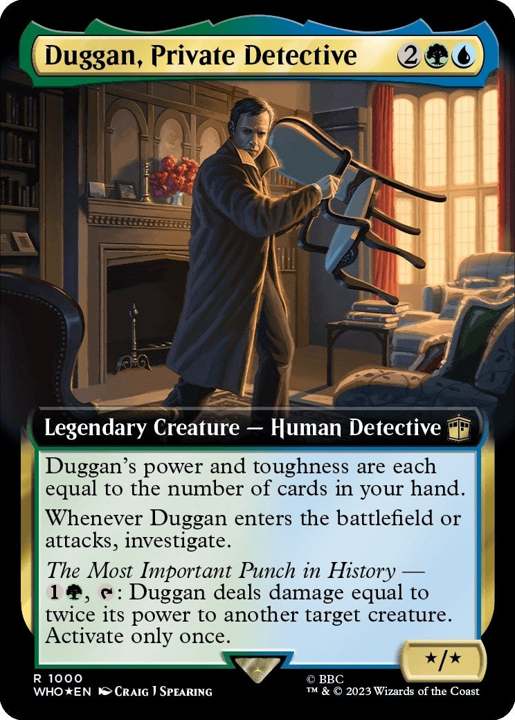 Image for Duggan, Private Detective (Extended Art) (Surge Foil) (1000) [Universes Beyond: Doctor Who] - Magic: The Gathering