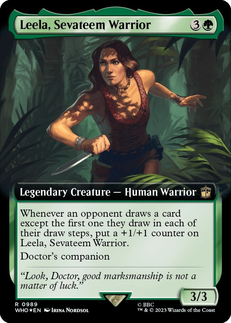 Image for Leela, Sevateem Warrior (Extended Art) (Surge Foil) (989) [Universes Beyond: Doctor Who] - Magic: The Gathering