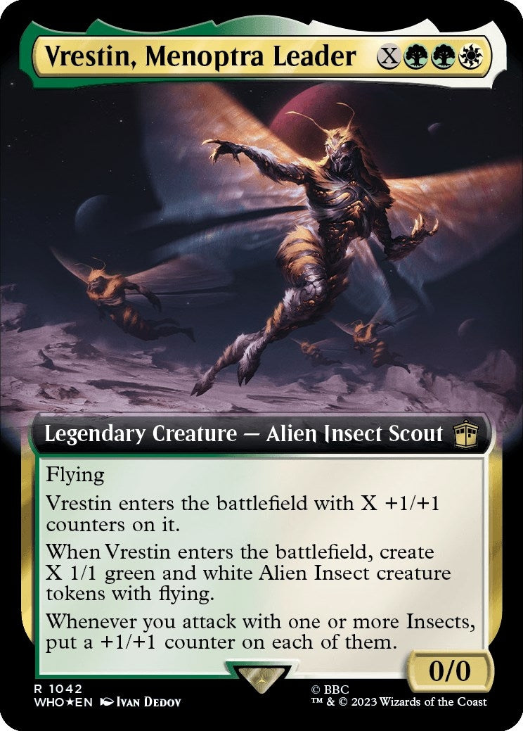 Image for Vrestin, Menoptra Leader (Extended Art) (Surge Foil) (1042) [Universes Beyond: Doctor Who] - Magic: The Gathering