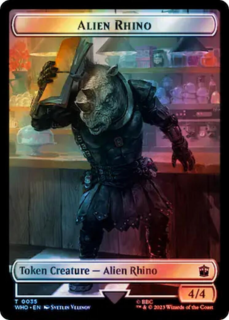 Image for Alien Rhino // Food (0059) Double-Sided Token (Surge Foil) (35 // 59) [Universes Beyond: Doctor Who] - Magic: The Gathering