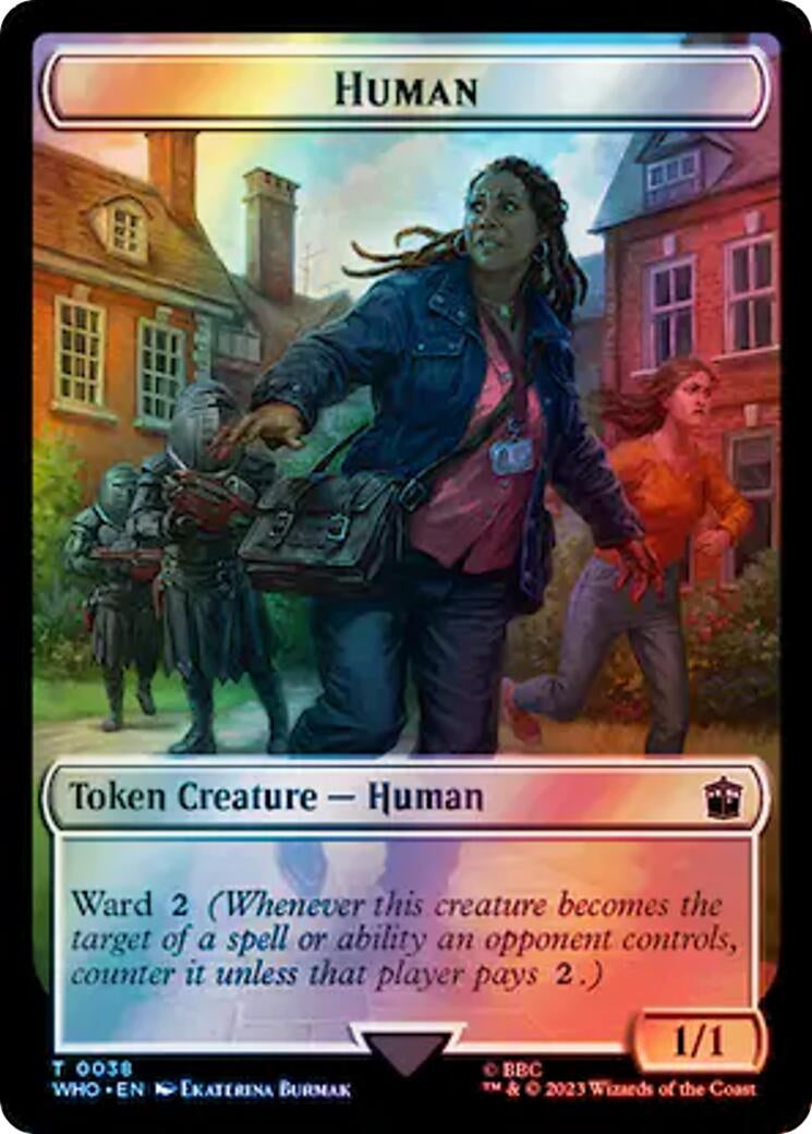 Image for Human (0038) // Food (0058) Double-Sided Token (Surge Foil) (38 // 58) [Universes Beyond: Doctor Who] - Magic: The Gathering