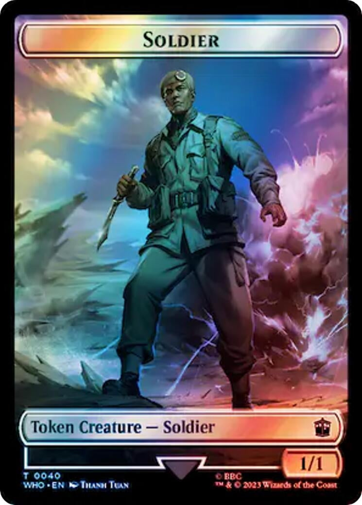 Image for Soldier // Beast Double-Sided Token (Surge Foil) (40 // 49) [Universes Beyond: Doctor Who] - Magic: The Gathering