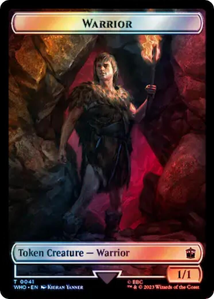 Image for Warrior // Dinosaur Double-Sided Token (Surge Foil) (41 // 52) [Universes Beyond: Doctor Who] - Magic: The Gathering